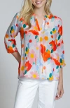 Apny Print Tassel Split Neck Chiffon Top In Multi