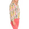 Apny Print Tassel Surplice Chiffon Top In Beige Multi