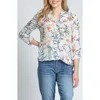 Apny Print Tassel Surplice Chiffon Top In White Multi