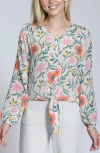 Apny Print Tie Front Top In Multi