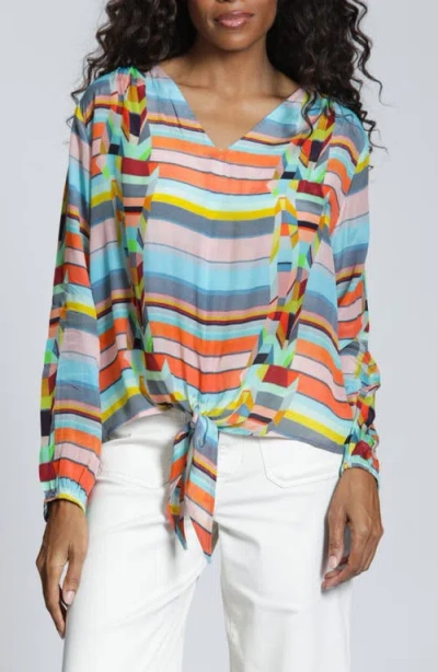 Apny Print Tie Front Top In Multi