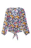 Apny Print Tie Front Top In Multi