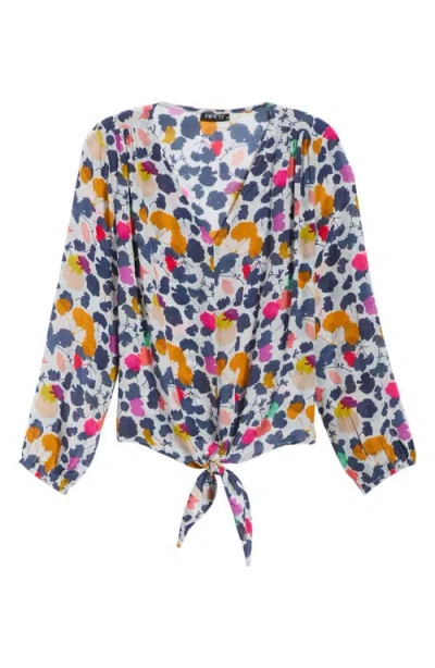 Apny Print Tie Front Top In Multi