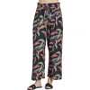 Apny Print Tie Waist Crop Wide Leg Pants In Black Multi
