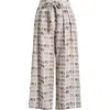Apny Print Tie Waist Linen Crop Wide Leg Pants In Multi