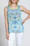 Apny Print V-neck Tank In Blue