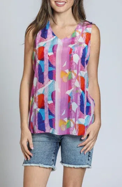 Apny Print V-neck Tank In Blue/ White