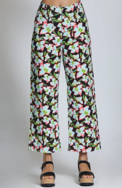 Apny Print Wide Leg Ankle Jeans In Multi