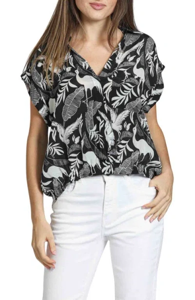 APNY APNY PRINT WRAP FRONT COTTON HIGH-LOW TOP