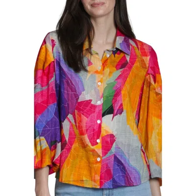 Apny Printed Cotton Button-up Shirt In Multi