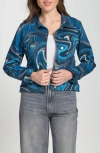 Apny Printed Denim Jacket In Blue