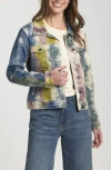 Apny Printed Denim Jacket In Blue