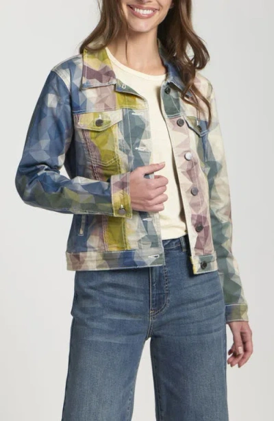 Apny Printed Denim Jacket In Blue