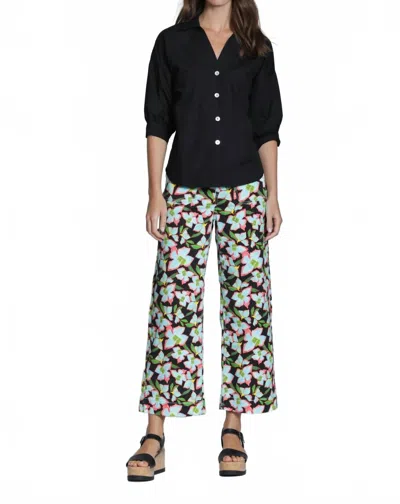 Apny Printed Patch Pocket Pants In Turquoise Multi In Black