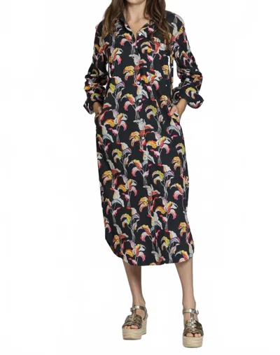 Apny Printed Shirt Dress In Black Multi