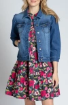 Apny Puff Sleeve Denim Jacket In Medium Indigo