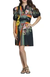 Apny Puff Sleeve Minidress In Multi