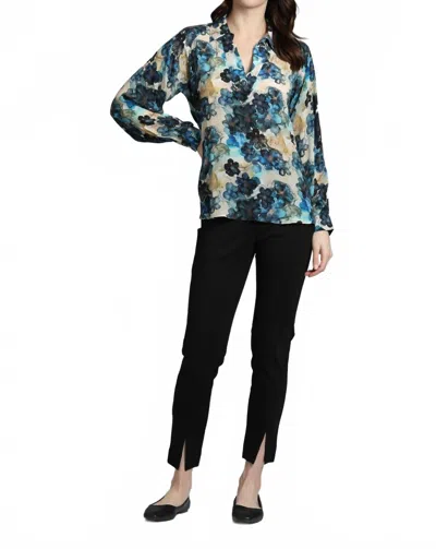 Apny Pull-on Ponte Pants With Split Hem In Black In Blue