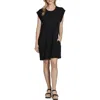 Apny Raglan Cap Sleeve Cotton Shift Dress In Black