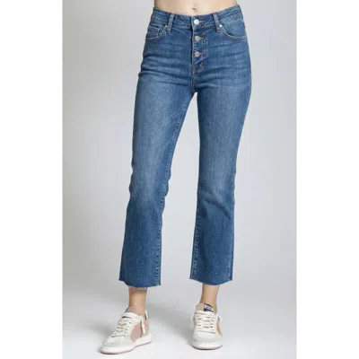 Apny Raw Hem Ankle Straight Leg Jeans In Blue