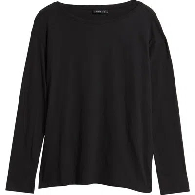 Apny Relaxed Fit Long Sleeve Cotton T-shirt In Black