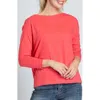 Apny Relaxed Fit Long Sleeve Cotton T-shirt In Coral