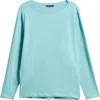 Apny Relaxed Fit Long Sleeve Cotton T-shirt In Nile Blue