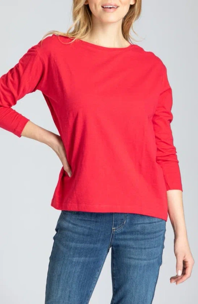 Apny Relaxed Fit Long Sleeve Cotton T-shirt In Red