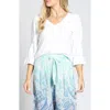 Apny Renaissance Sleeve Cotton Slub Top In White