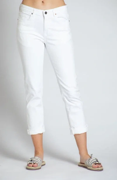 Apny Roll Cuff Crop Girlfriend Jeans In White