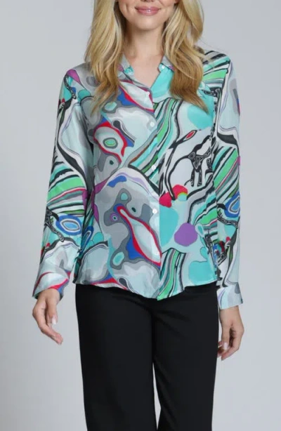 Apny Roll Sleeve Button-up Shirt In Multi