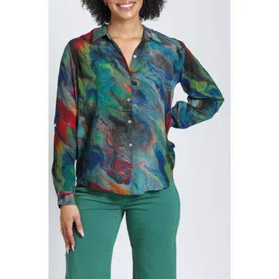Apny Roll Tab Sleeve Button-up Shirt In Multi