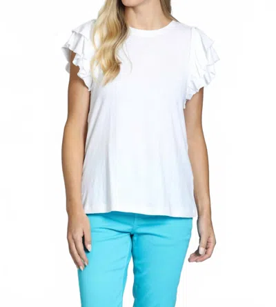 Apny Ruffle Cap Sleeve Top In White