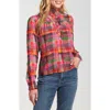 Apny Ruffle Half-placket Shirt In Multi