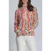 Apny Ruffle Placket Top In Multi