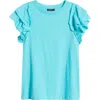 Apny Ruffle Sleeve T-shirt In Blue Radiance