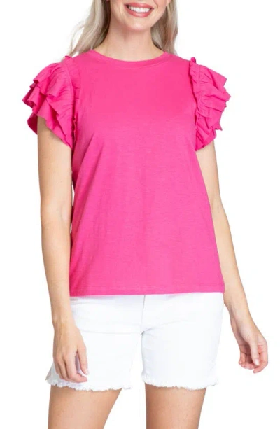 Apny Ruffle Sleeve T-shirt In Pink