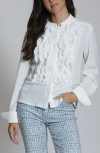 Apny Ruffled Button-up Top In White