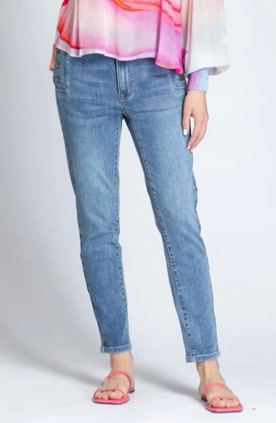 Apny Sailor Pocket Crop Skinny Jeans In Medium Indigo