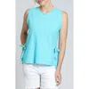 Apny Side Laced Cotton Tank In Capri