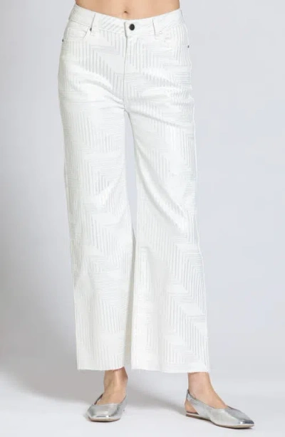 Apny Silver Chevron Raw Hem Wide Leg Jeans