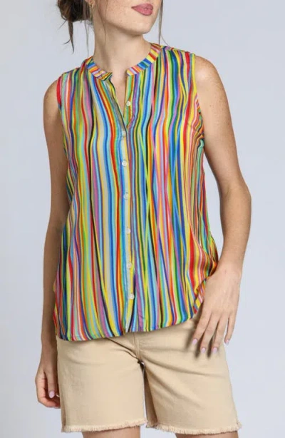 Apny Sleeveless Button-up Shirt In Multi