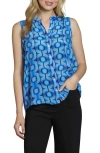 Apny Sleeveless Button-up Shirt In Blue Multi
