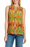 Apny Sleeveless Button-up Shirt In Green Multi