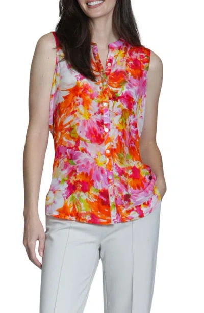 Apny Sleeveless Button-up Shirt In Multi