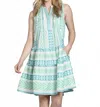 Apny Sleeveless Dress With Pintuck Detailing In Green Multi In Multi