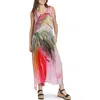 Apny Sleeveless Maxi Dress In Pink Multi