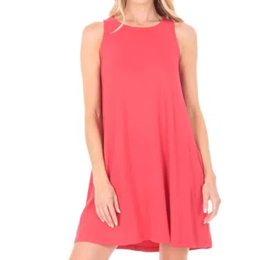 Apny Sleeveless Trapeze Dress In Red