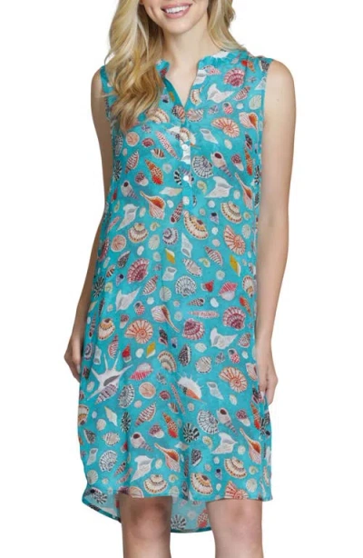Apny Sleeveless Shift Dress In Blue