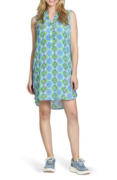 Apny Sleeveless Shift Dress In Blue